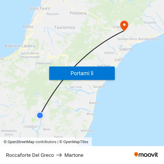 Roccaforte Del Greco to Martone map