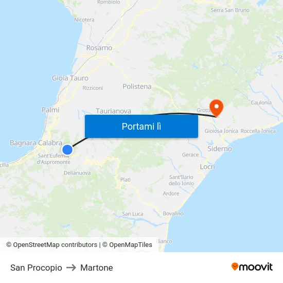 San Procopio to Martone map