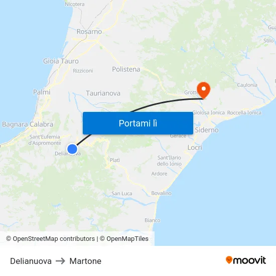 Delianuova to Martone map