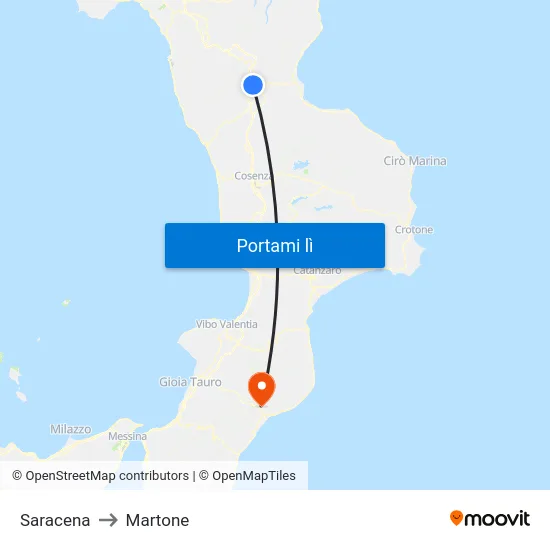 Saracena to Martone map