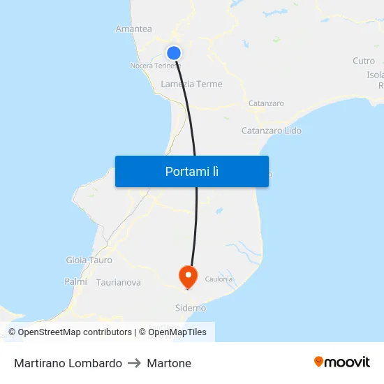 Martirano Lombardo to Martone map