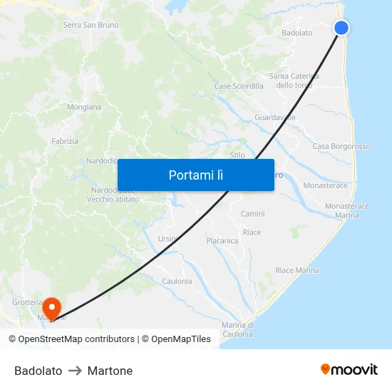 Badolato to Martone map