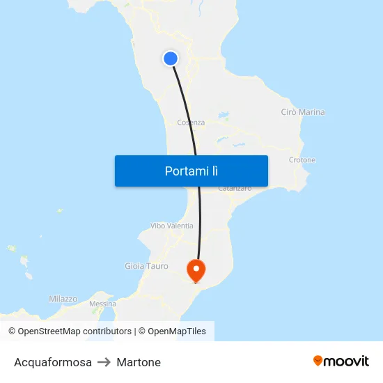 Acquaformosa to Martone map