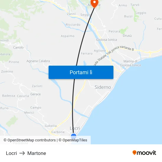 Locri to Martone map