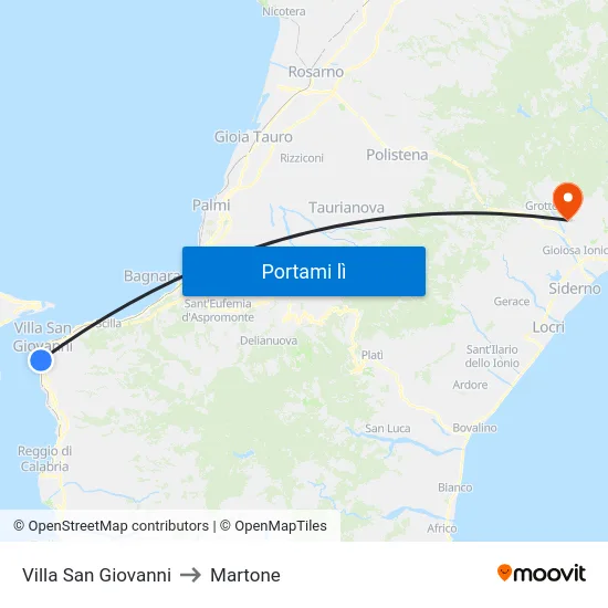 Villa San Giovanni to Martone map