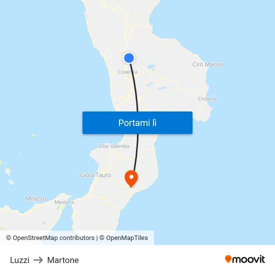 Luzzi to Martone map