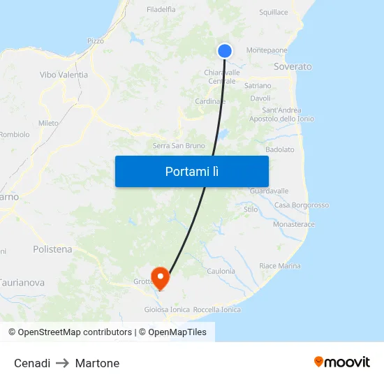 Cenadi to Martone map