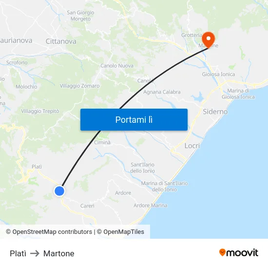 Platì to Martone map