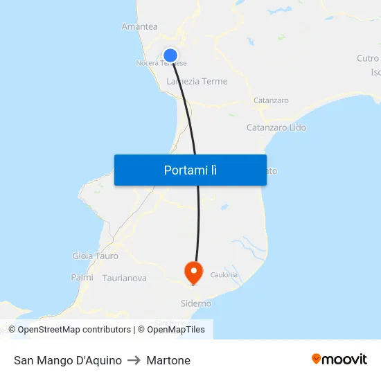 San Mango D'Aquino to Martone map