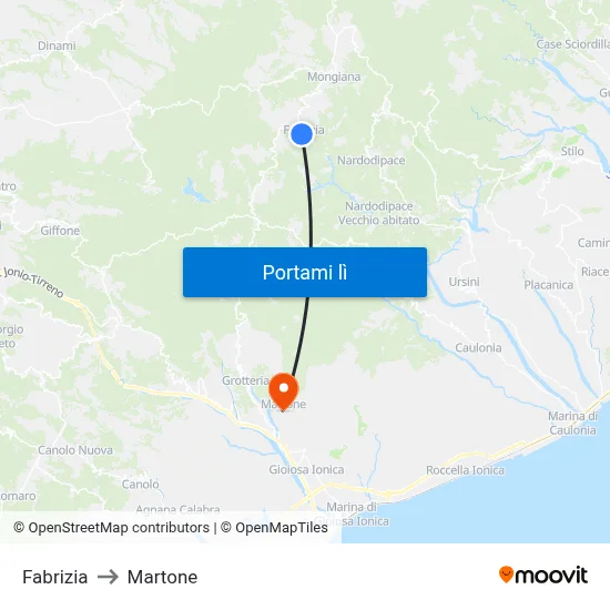 Fabrizia to Martone map