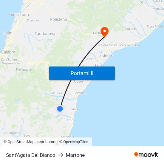 Sant'Agata Del Bianco to Martone map