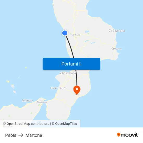 Paola to Martone map