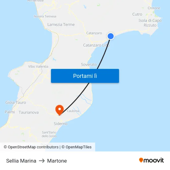 Sellia Marina to Martone map