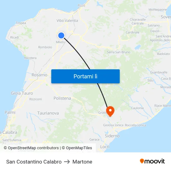 San Costantino Calabro to Martone map