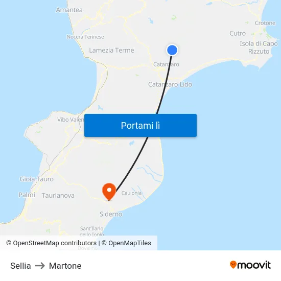 Sellia to Martone map