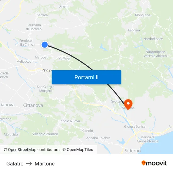 Galatro to Martone map