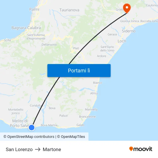San Lorenzo to Martone map