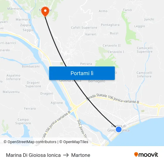 Marina Di Gioiosa Ionica to Martone map