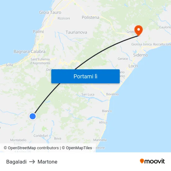 Bagaladi to Martone map