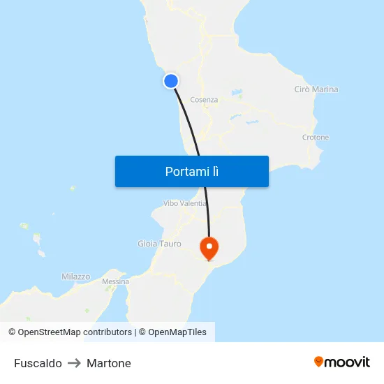 Fuscaldo to Martone map