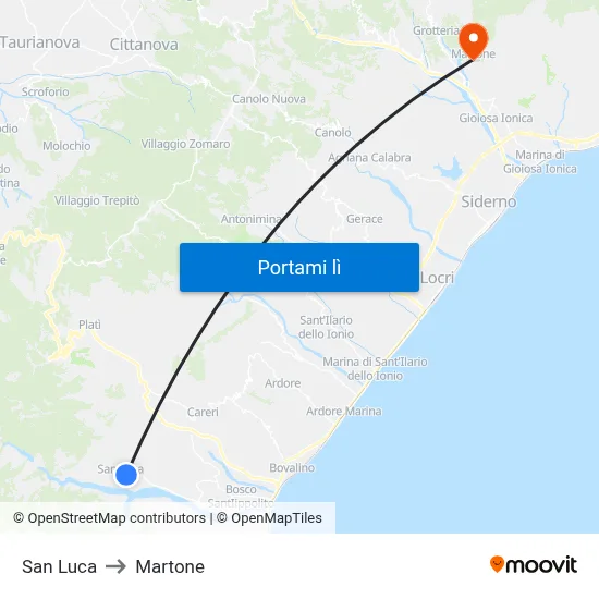San Luca to Martone map