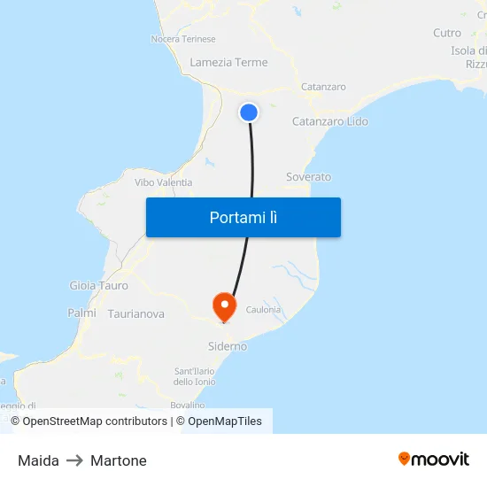 Maida to Martone map