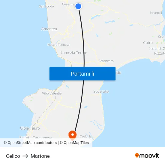 Celico to Martone map