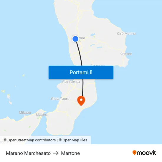 Marano Marchesato to Martone map