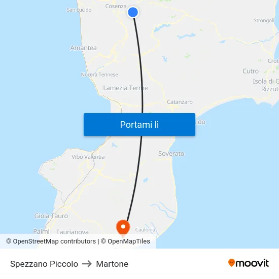 Spezzano Piccolo to Martone map