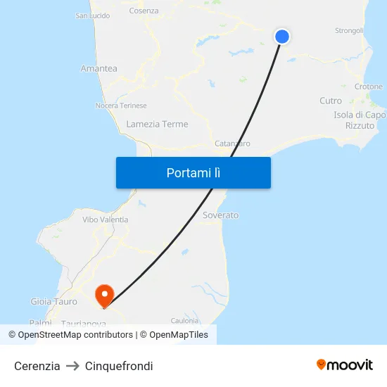 Cerenzia to Cinquefrondi map