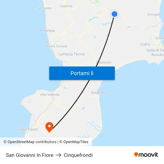 San Giovanni In Fiore to Cinquefrondi map