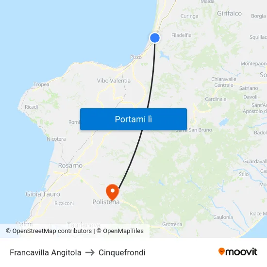 Francavilla Angitola to Cinquefrondi map