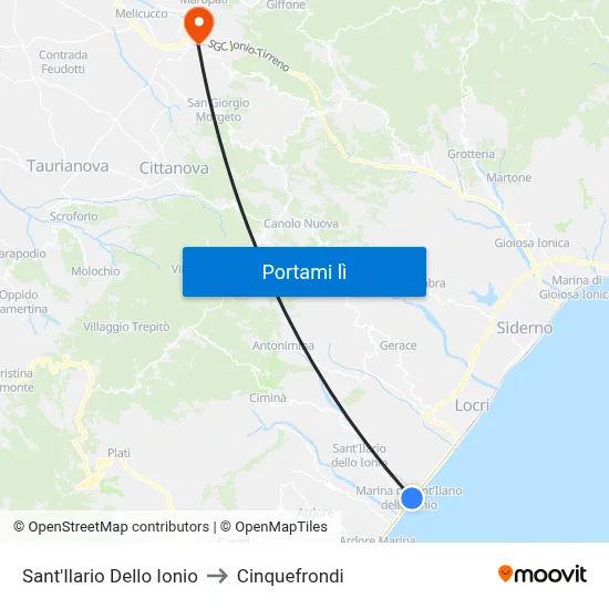 Sant'Ilario Dello Ionio to Cinquefrondi map