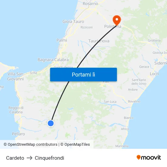 Cardeto to Cinquefrondi map