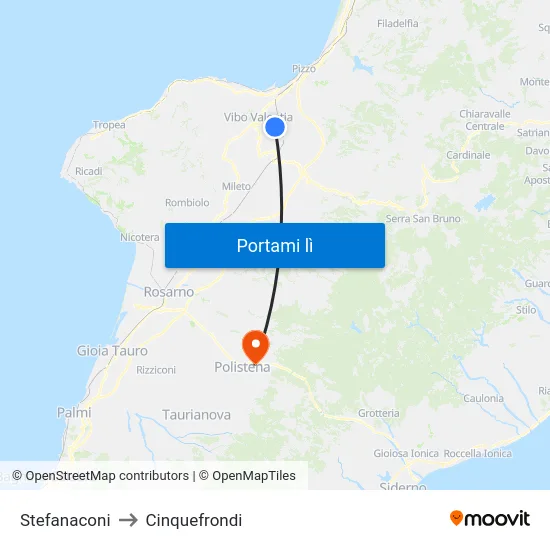 Stefanaconi to Cinquefrondi map