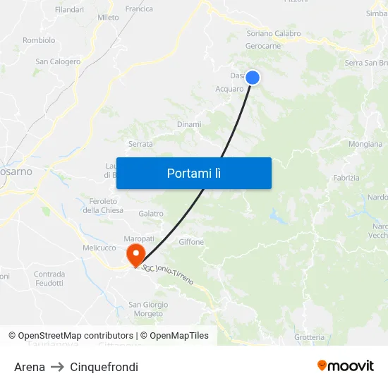 Arena to Cinquefrondi map