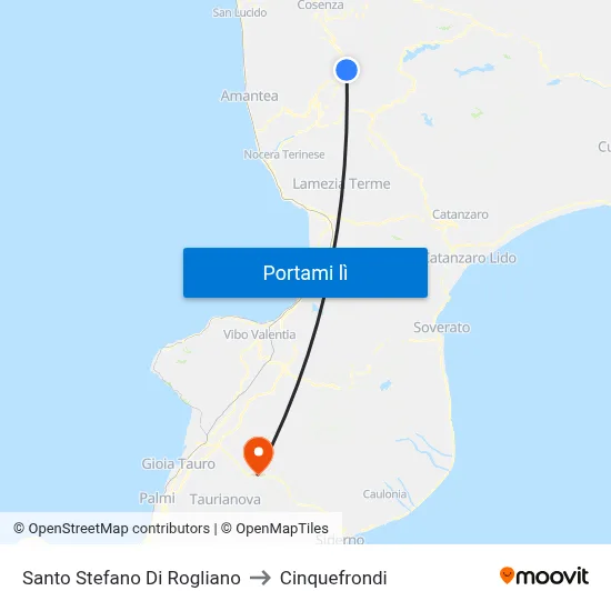 Santo Stefano Di Rogliano to Cinquefrondi map