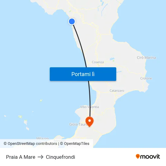 Praia A Mare to Cinquefrondi map