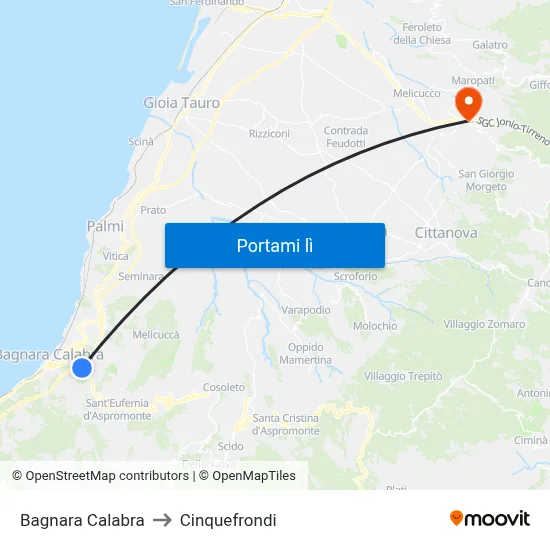 Bagnara Calabra to Cinquefrondi map
