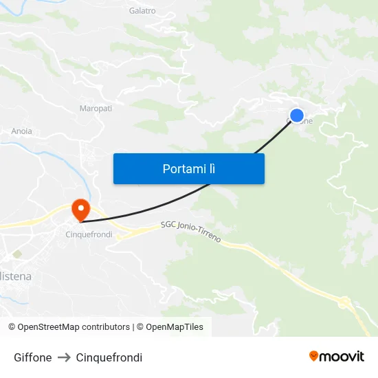 Giffone to Cinquefrondi map