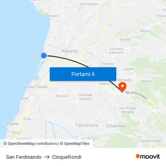 San Ferdinando to Cinquefrondi map