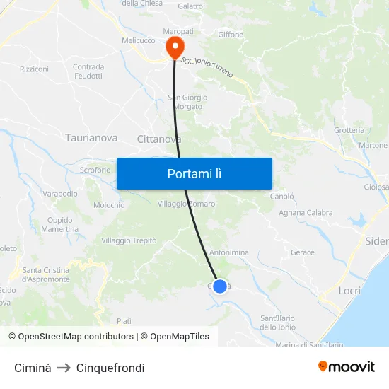 Ciminà to Cinquefrondi map