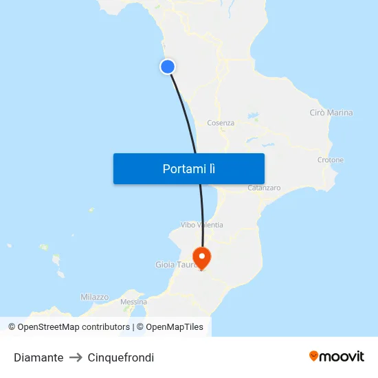 Diamante to Cinquefrondi map