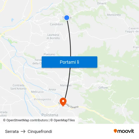Serrata to Cinquefrondi map