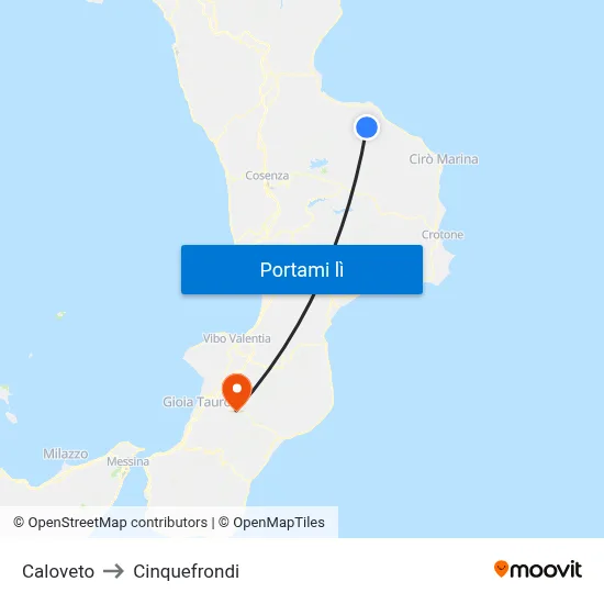 Caloveto to Cinquefrondi map