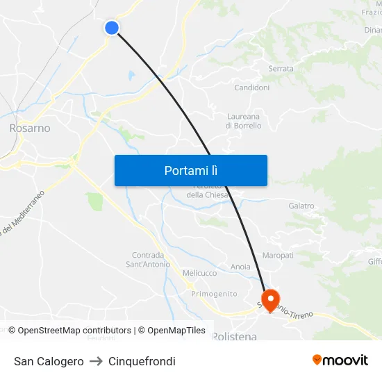 San Calogero to Cinquefrondi map