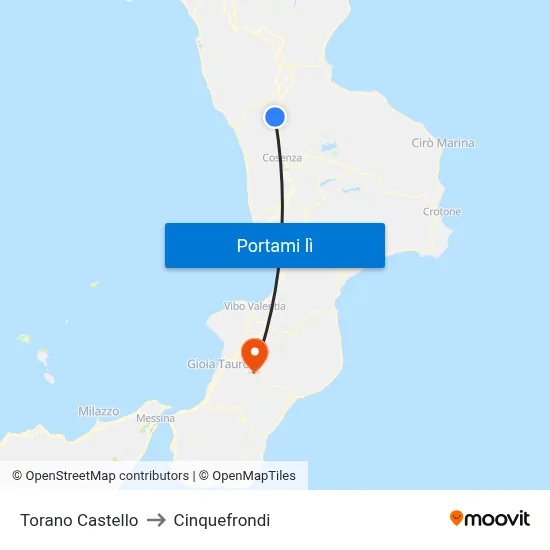 Torano Castello to Cinquefrondi map
