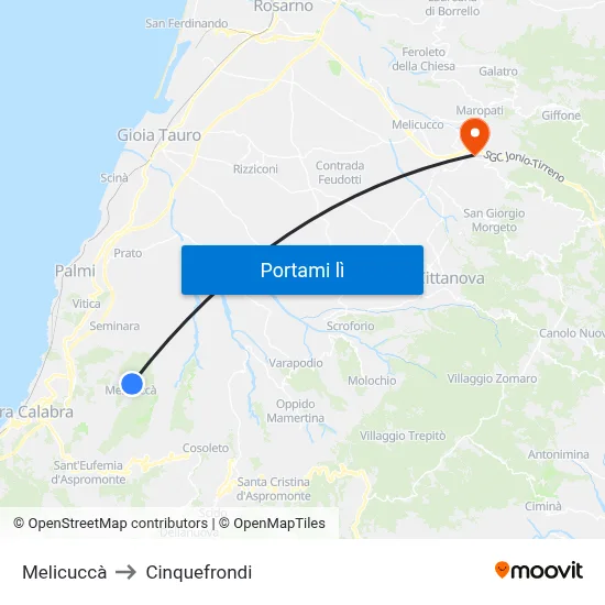 Melicuccà to Cinquefrondi map