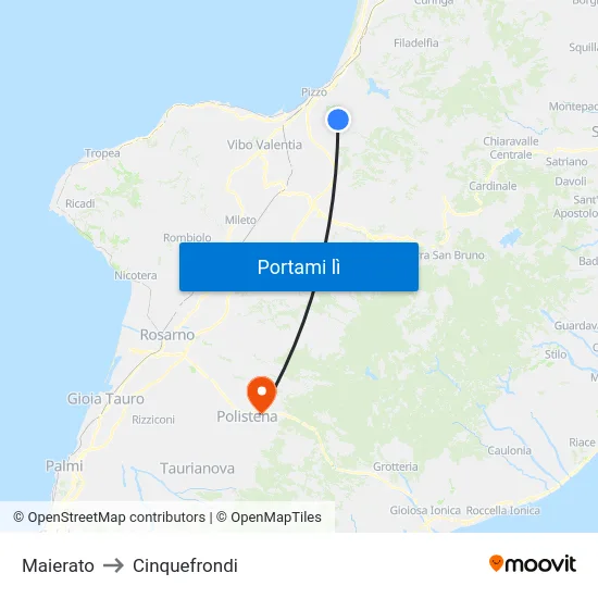 Maierato to Cinquefrondi map