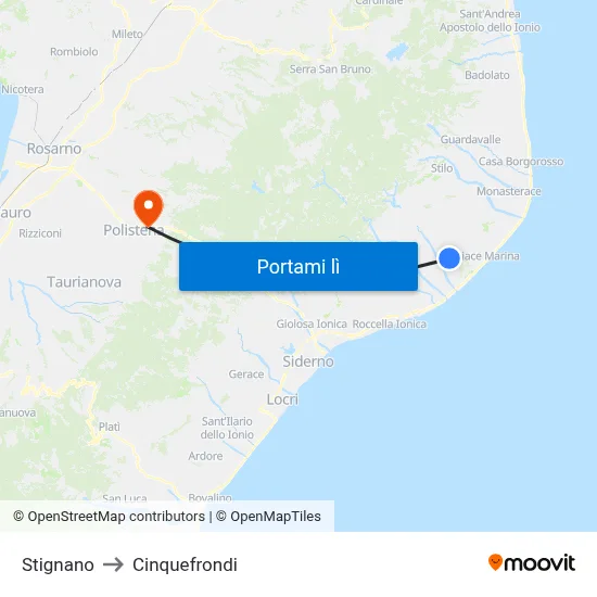 Stignano to Cinquefrondi map